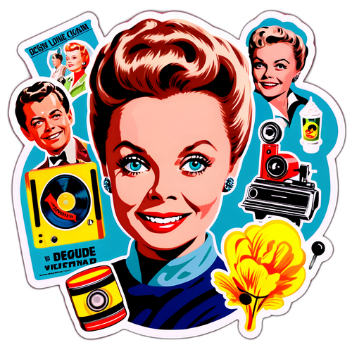 Sticker mit stilisiertem Porträt von June Lockhart