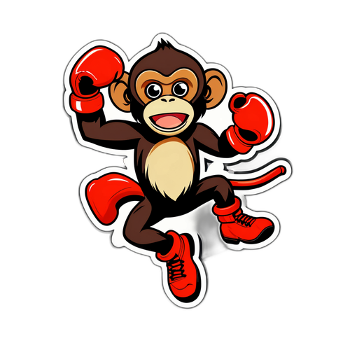 Masayang Unggoy na may Malaking Boxing Glove