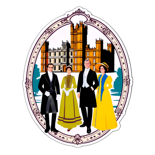 Ornate Downton Abbey Sticker featuring Iconic Characters