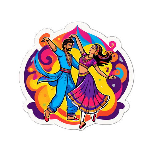 रंग-बिरंगी बॉलीवुड नृत्य दृश्य स्टिकर