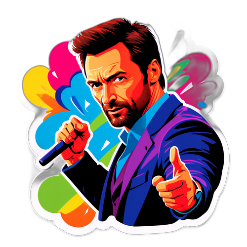 Vibrant Hugh Jackman Tribute Sticker