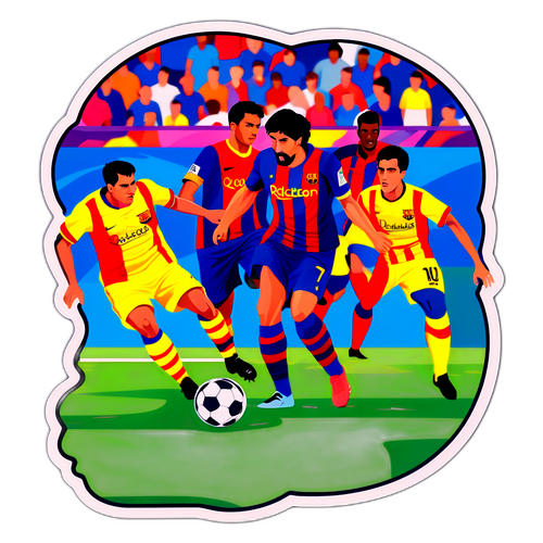 Grupa piłkarzy na boisku Barcelony