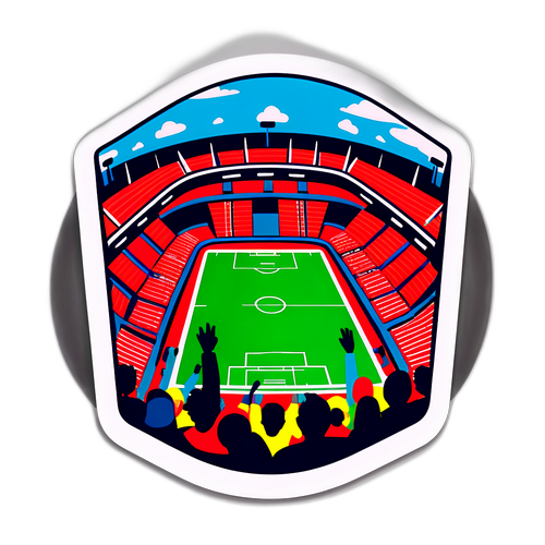 Sticker mô tả sân bóng đá với bầu không khí nhiệt huyết