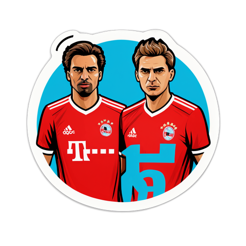Stylizovaná nálepka pro duel Köln vs Bayern