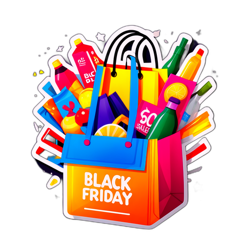 Projekt naklejki z torbą zakupową na Black Friday