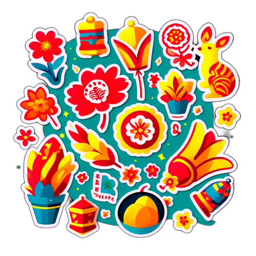 春季节新年贴纸