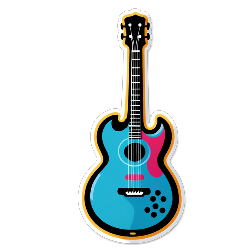 Stylisk guitar-tema klistermærke dedikeret til Per Møller