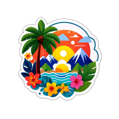 Diseño de un sticker tropical de Neuquén