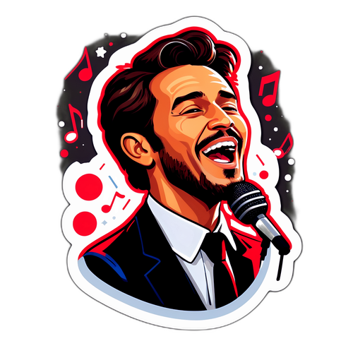 Pintura artística de António Zambujo cantando