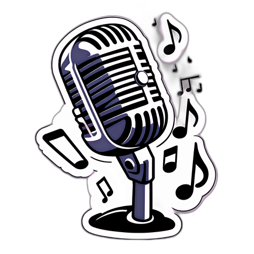 Microphone Classique avec Notes Musicales