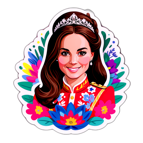 Adesivo di Kate Middleton in stile giocoso
