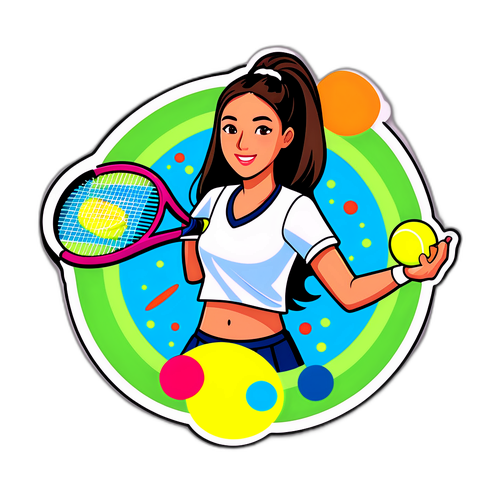 Masayang Sticker ni Jessica Pegula na Hawak ang Raket ng Tennis