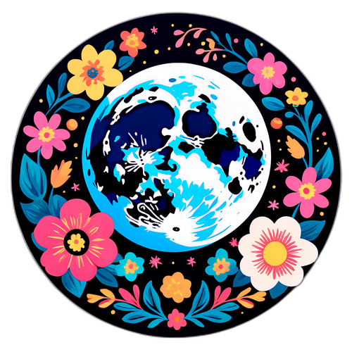  luna llena con diseño floral