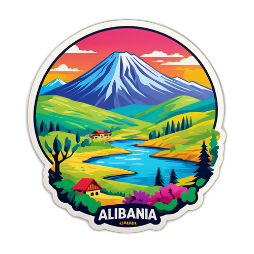 Sticker mit den schönsten Landschaften Albaniens