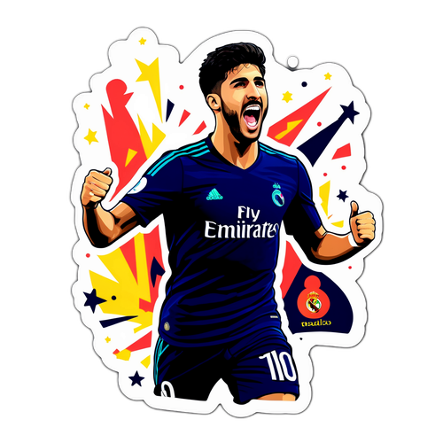Aufkleber von Asensio, der sein berühmtes Siegertor für Real Madrid feiert