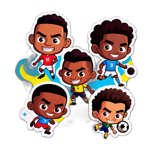 สติกเกอร์การ์ตูนฟุตบอลของนักเตะบราซิลในการแข่งขันกับตูนิเซีย