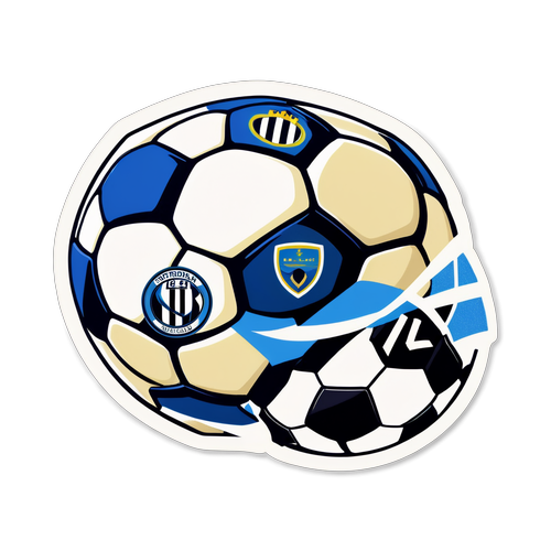 Sticker cu minge de fotbal și detalii despre meciul Inter - Verona
