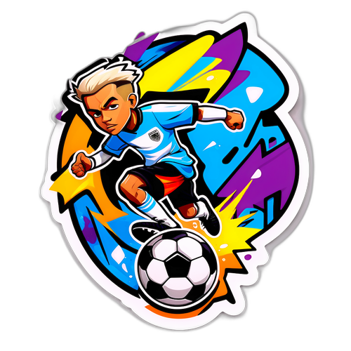 Trendy městský sticker se stylem fotbalu a street artu