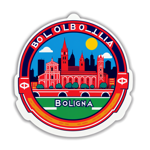 Sticker Classico Bologna Calcio con Skyline della Città e 'Bologna Forever'