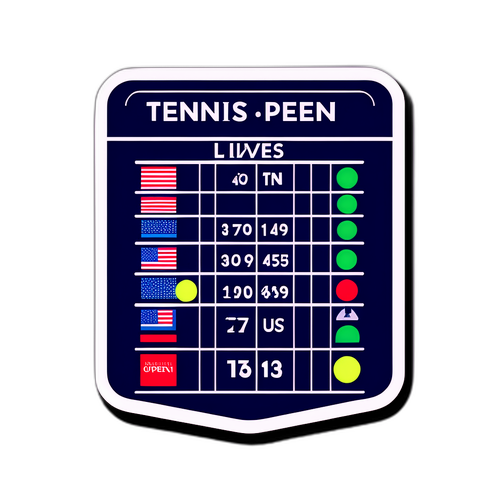 Gøyalt grafikk av poengtavlen fra tennismatch under US Open