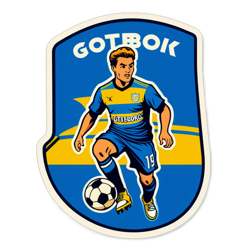 IFK Göteborgs Retro-Design: En Klistermärke med Blått och Gult i Fotbollens Aktion!