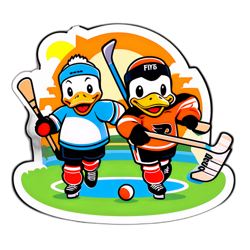Cheerful Picnic Hockey Ducks Sticker