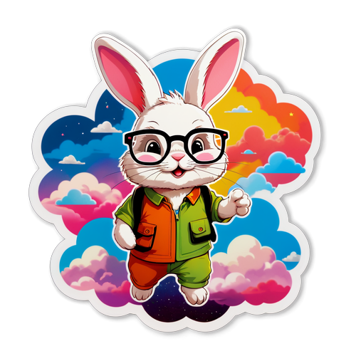 穿越彩云的戴眼镜小兔子
