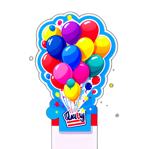 Neşeli Balonlar ve Konfeti Sticker'ı