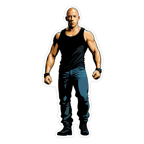 Acción y Adrenalina: Vin Diesel en un Sticker