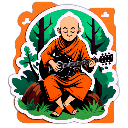 Монах Боярский, играющий на гитаре в лесу