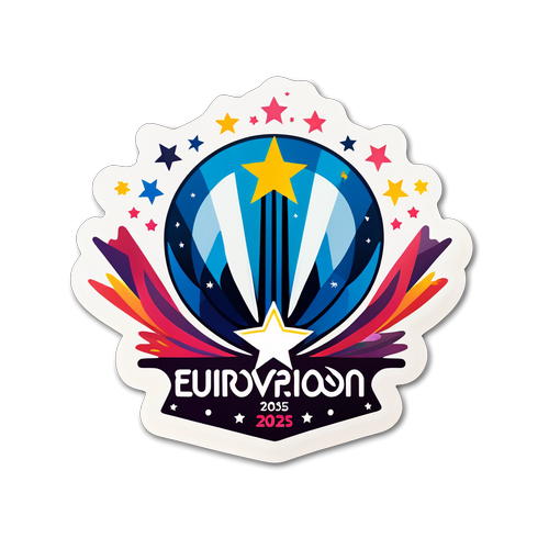 Autocollant flamboyant célébrant le vainqueur de l'Eurovision 2025