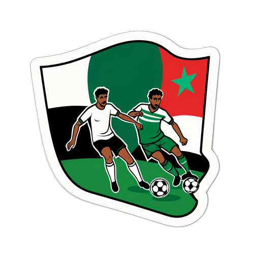 סצנה דינמית של משחק כדורגל בין פלסטין לערב הסעודית