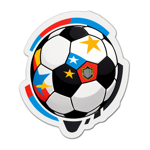Dibujo de un balón de fútbol con los colores del Atlético Mineiro y Caracas