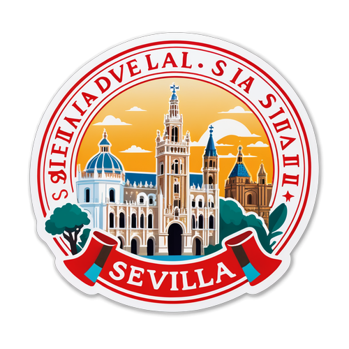 Stiker Menakjubkan Emblem Sevilla dengan Landmark Ikonik