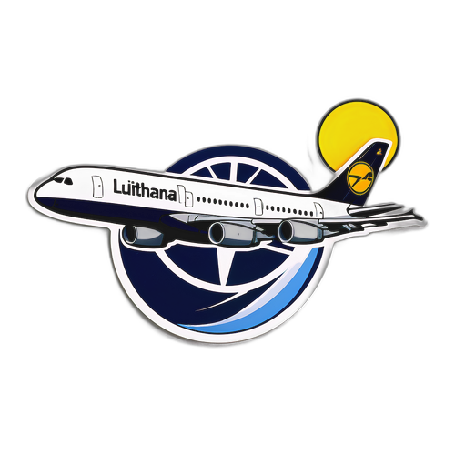 Naklejka z samolotem pasażerskim Lufthansa z widoku kokpitu