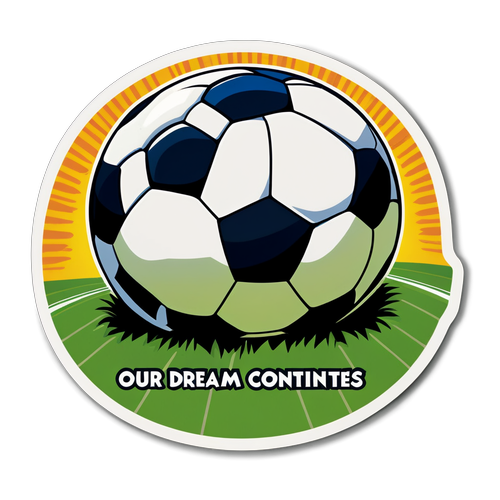 Un sticker cu o minge de fotbal pe un teren iconic