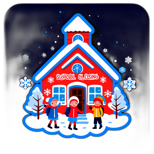 Whimsical Snowy Schoolhouse Sticker