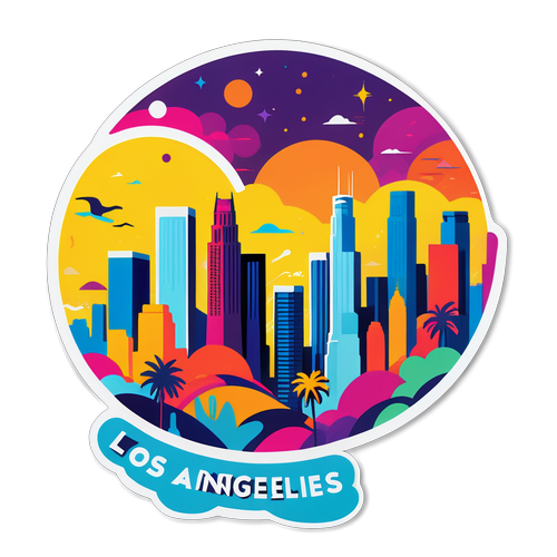 Sticker met een moderne artistieke benadering van Los Angeles