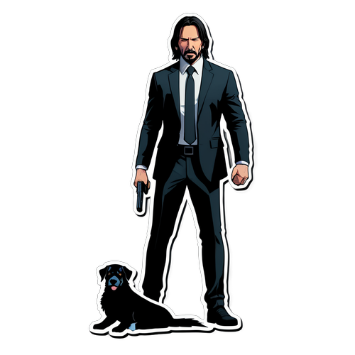 John Wick z psem w tle miejskim