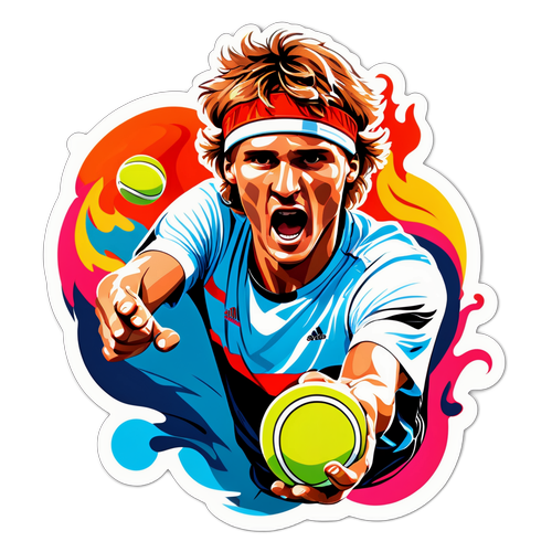 Passievolle Sticker met Alexander Zverev