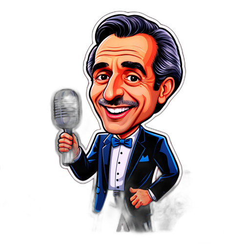 Caricatura divertida de Raul Lavie en el escenario