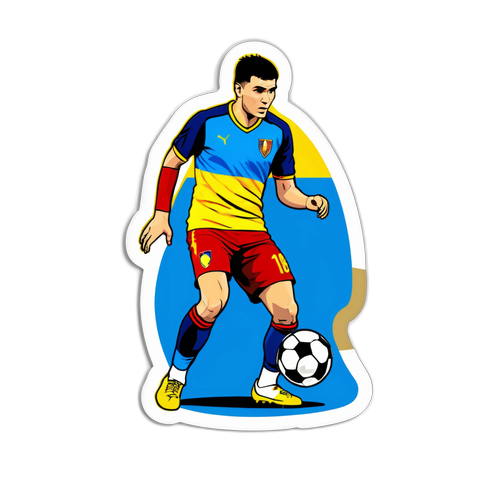 Sticker cu Ianis Hagi driblând mingea