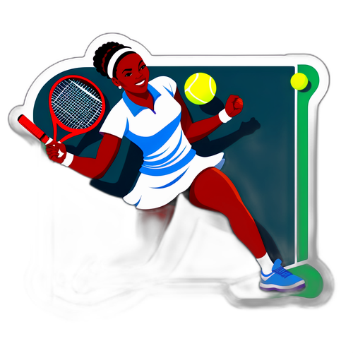 Autocollant de Victoria Mboko en action sur le court de tennis