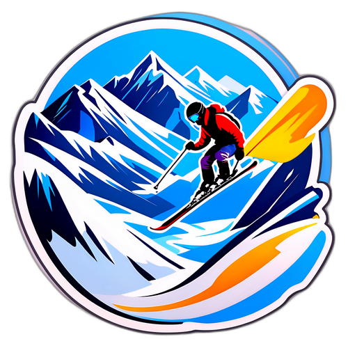 Stilizovaná nálepka se skokanem na lyžích