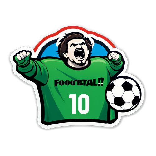 A sticker com a imagem de um goleiro e a torcida comemorando com 'Viva o futebol!'