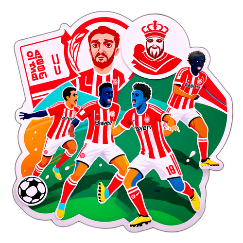 Стікер з моментами матчів «Олімпіакос – Байєр»