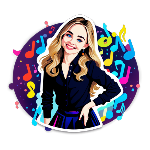 Diseño de Sabrina Carpenter con fondo musical