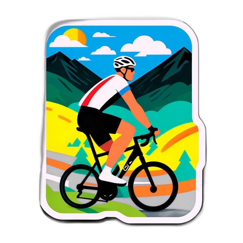 Sporty cyklist sticker