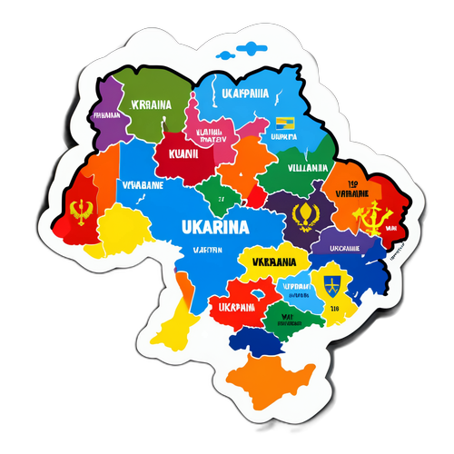 Карта України з важливими подіями війни у графіті стилі