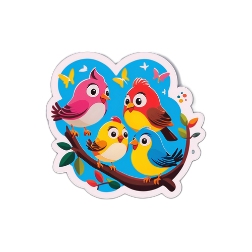 Stiker Burung Kartun Ceria